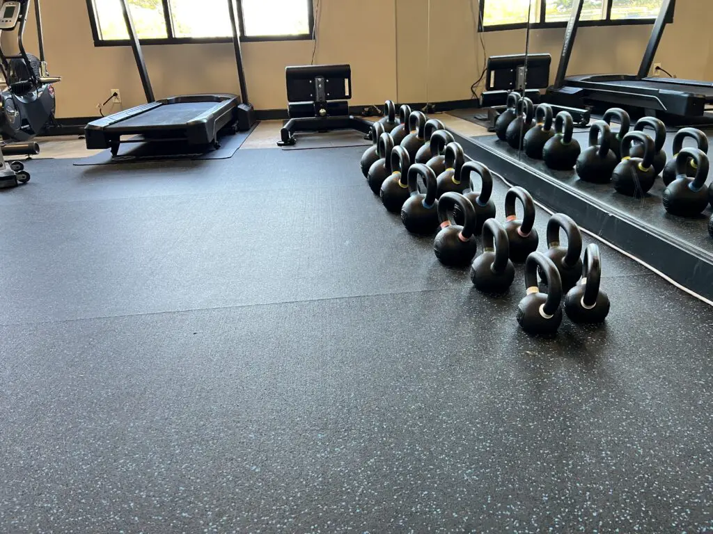 kettlebells in gym