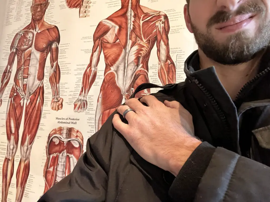 shoulder pain with diagram behind