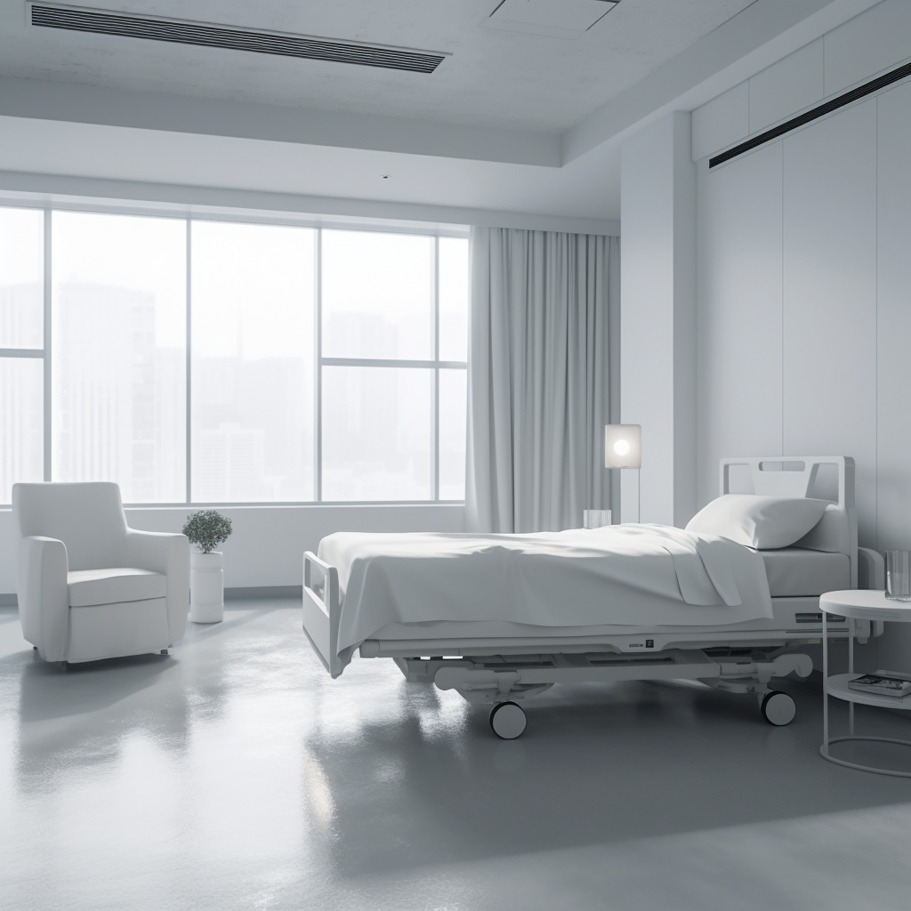 hospital bed in a cool room